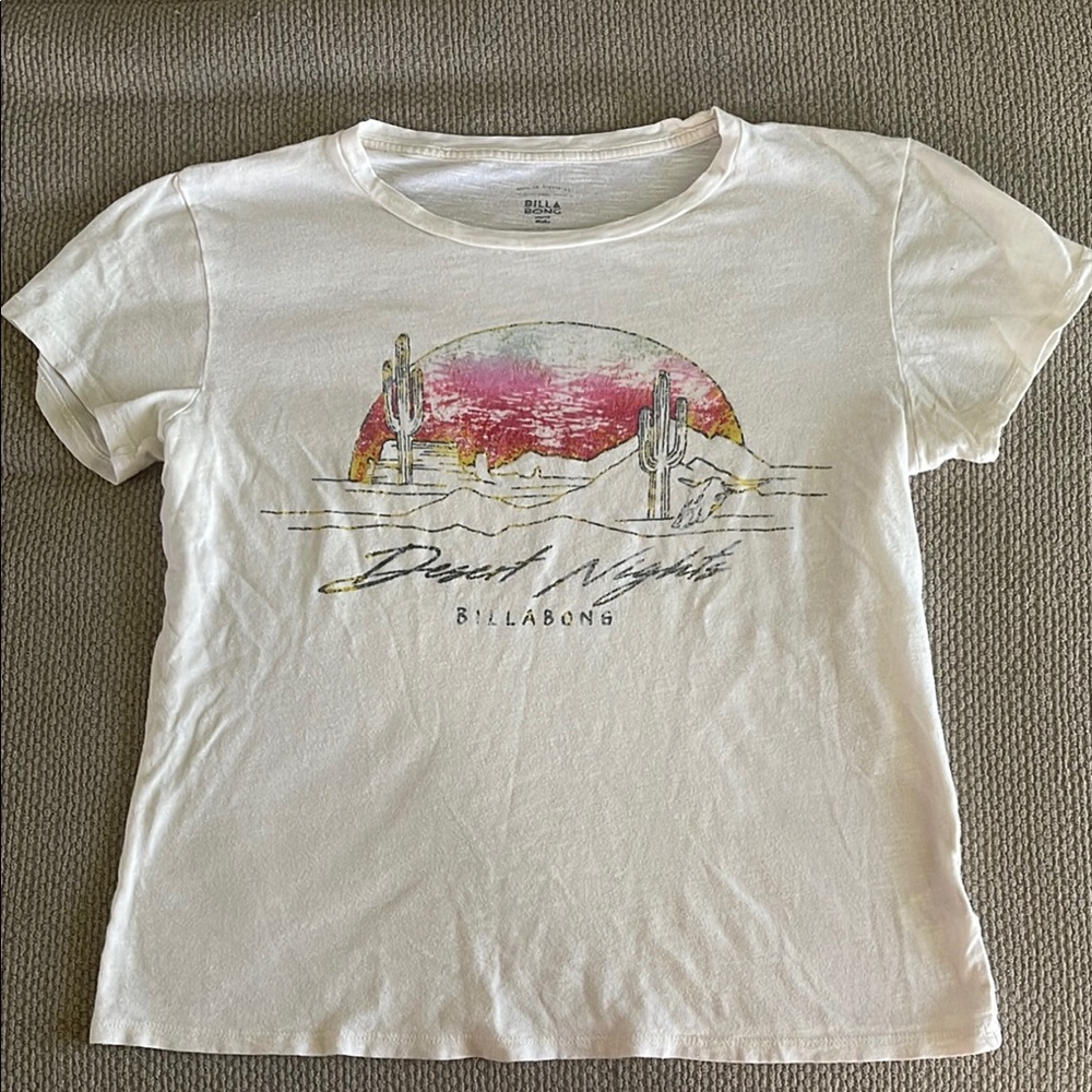Billabong White Desert Nights Tee with Pink Sunset